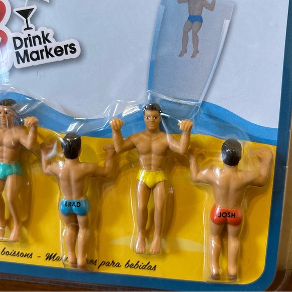 Set of 6 Original Drinking Buddies Drink Markers Hunky Men New in Pack - Picture 4 of 6